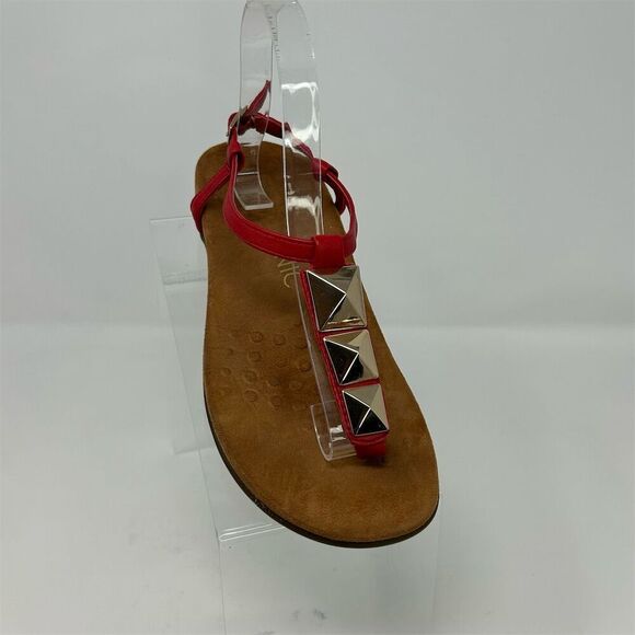 Vionic Red T-Strap Slingback Sandals Metallic Textured 3D Accents Size 7 - Picture 2 of 10